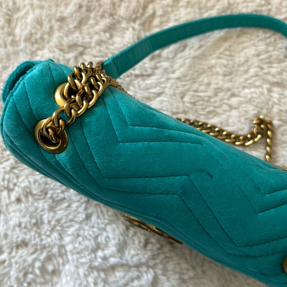 Gucci Blue and Gold Crossbody Bag with Quilted Leather - Picture 7 of 7